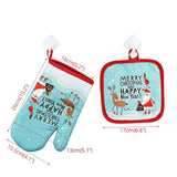 2pcs/set 2020 Christmas Baking Anti-Hot Gloves Pad Oven Dining BBQ Kitchen Mat happy new year Navidad Party Decoration Supplies