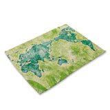1Pcs World Map Pattern Kitchen Placemat Dining Table Mat Tea Coaster Cotton Linen Pad Bowl Cup Mats 42*32cm Home Decor MAP0001
