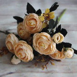 Artificial Flower Fake Peony Vivid 6 Head Autumn Home Room Bridal Hydrangea Decor A