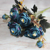 Artificial Flower Fake Peony Vivid 6 Head Autumn Home Room Bridal Hydrangea Decor A