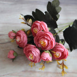 Artificial Flower Fake Peony Vivid 6 Head Autumn Home Room Bridal Hydrangea Decor A