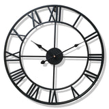 40/47CM Nordic Metal Roman Numeral Wall Clocks Retro Iron Round Face Black Gold Large Outdoor Garden Clock Home Decoration