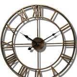 40/47CM Nordic Metal Roman Numeral Wall Clocks Retro Iron Round Face Black Gold Large Outdoor Garden Clock Home Decoration