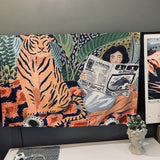 Animal series design Nordic INS hanging tapestry background cloth Boho Decor Wall Cloth tapestry jungle tiger girl