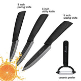 Kitchen Knife Ceramic Knife Cooking set 3" 4" 5" 6" inch + peeler Black Blade Paring Fruit Vegetable Chef Knife Kitchen Tools