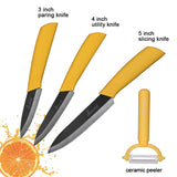 Kitchen Knife Ceramic Knife Cooking set 3" 4" 5" 6" inch + peeler Black Blade Paring Fruit Vegetable Chef Knife Kitchen Tools