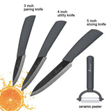 Kitchen Knife Ceramic Knife Cooking set 3" 4" 5" 6" inch + peeler Black Blade Paring Fruit Vegetable Chef Knife Kitchen Tools