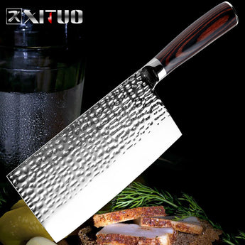 XITUO Stainless Steel Chef Knife Forging Anti-stick Sharp Cleaver Fish Vegetable Chinese Kitchen Knife Household Cooking Tools