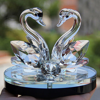 Creative Swan Crystal Glass Figure Paperweight Ornament Decor Collection Living Room Desktop Ornaments Home Decor