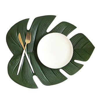 Placemat for Dining Table Coasters Leaf Simulation Plant PVC Cup Coffee Table Mat Pad Coasters Kitchen Christmas Home Decoration