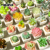 1Set Mini Potted Succulents Cactus Ceramics Bonsai Artificial Flower Fake Plants for Wedding Home Party Landscape Decorative