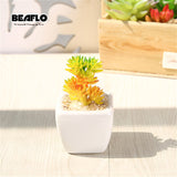 1Set Mini Potted Succulents Cactus Ceramics Bonsai Artificial Flower Fake Plants for Wedding Home Party Landscape Decorative