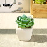 1Set Mini Potted Succulents Cactus Ceramics Bonsai Artificial Flower Fake Plants for Wedding Home Party Landscape Decorative