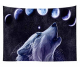 Lannidaa Animals Wolf Tapestry Wall Hanging Cloth Tapestry Home Dorm Backdrop Art Background Decor Psychedelic Tapestry Blanket