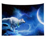 Lannidaa Animals Wolf Tapestry Wall Hanging Cloth Tapestry Home Dorm Backdrop Art Background Decor Psychedelic Tapestry Blanket