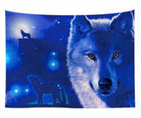 Lannidaa Animals Wolf Tapestry Wall Hanging Cloth Tapestry Home Dorm Backdrop Art Background Decor Psychedelic Tapestry Blanket