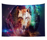 Lannidaa Animals Wolf Tapestry Wall Hanging Cloth Tapestry Home Dorm Backdrop Art Background Decor Psychedelic Tapestry Blanket