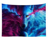 Lannidaa Animals Wolf Tapestry Wall Hanging Cloth Tapestry Home Dorm Backdrop Art Background Decor Psychedelic Tapestry Blanket