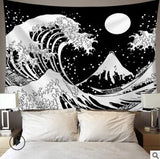 Japan Kanagawa Waves Printed Hanging Tapestry Wall Hanging Tapestries Boho Bedspread Yoga Mat Blanket 95*73cmHome Decor