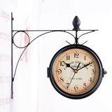 Hot Classic Retro Wall Clock 22CM Double Sided Outside Bracket Clock Home Decoration