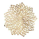 PVC Material Placemat Hollowed Gold Stamping Placemat Hibiscus Flowers Shape Placemat For Dining Table Mats Kitchen Home Decor