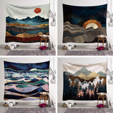 Wall Hanging Mandala Tapestry 150*150cm traveling Camping sunrise oil painting pattern boho Tapestry Yoga pad Sleeping Tapestry