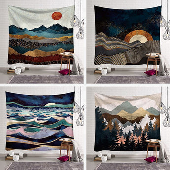Wall Hanging Mandala Tapestry 150*150cm traveling Camping sunrise oil painting pattern boho Tapestry Yoga pad Sleeping Tapestry