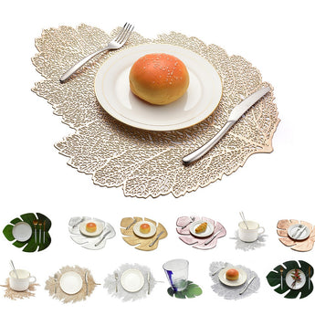 Dinner Table Placemat Lotus Leaf Pattern Place Pads Kitchen Simulation Plant Coffee Mats Cup Plate Coasters Home Decorations