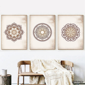 Wall Art Prints Brown Bedroom Wall Decor Mandala Brown Canvas Painting Wall Pictures Living Room Home Decor No Frame Artwork