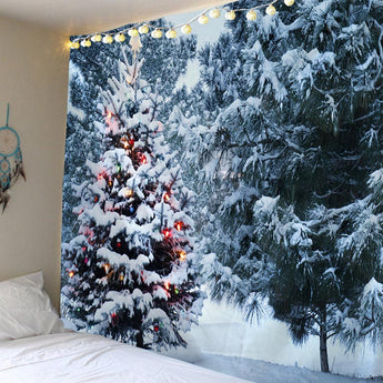 Tapestry Christmas  Wall Hanging Christmas Snow Home Deco Christmas Tree Print Tapestries Large Size Free Shipping Tapestries