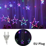2.5M LED lights five-pointed star curtain light star wedding birthday X-mas light indoor Warm white AC 220V Garland Party Decor