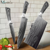 Kitchen Knife 5 7 8 inches stainless steel chef knives Meat Cleaver Santoku utility 440C lazer damacuse pattern Cooking Set