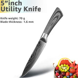 Kitchen Knife 5 7 8 inches stainless steel chef knives Meat Cleaver Santoku utility 440C lazer damacuse pattern Cooking Set