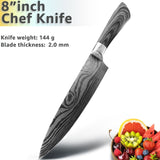 Kitchen Knife 5 7 8 inches stainless steel chef knives Meat Cleaver Santoku utility 440C lazer damacuse pattern Cooking Set
