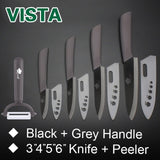 Kitchen knives Ceramic Knives Accessories set 3" Paring 4" Utility 5" Slicing 6" chef Knife+Holder+Peeler Black Blade