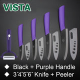 Kitchen knives Ceramic Knives Accessories set 3" Paring 4" Utility 5" Slicing 6" chef Knife+Holder+Peeler Black Blade