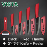 Kitchen knives Ceramic Knives Accessories set 3" Paring 4" Utility 5" Slicing 6" chef Knife+Holder+Peeler Black Blade