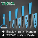 Kitchen knives Ceramic Knives Accessories set 3" Paring 4" Utility 5" Slicing 6" chef Knife+Holder+Peeler Black Blade