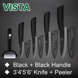Kitchen knives Ceramic Knives Accessories set 3" Paring 4" Utility 5" Slicing 6" chef Knife+Holder+Peeler Black Blade