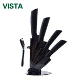 Kitchen knives Ceramic Knives Accessories set 3" Paring 4" Utility 5" Slicing 6" chef Knife+Holder+Peeler Black Blade