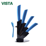 Kitchen knives Ceramic Knives Accessories set 3" Paring 4" Utility 5" Slicing 6" chef Knife+Holder+Peeler Black Blade
