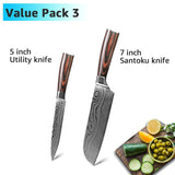 Kitchen Knife 8 inch Chef Knives 7CR17 440C High Carbon Stainless Steel Damascus Drawing Gyuto Cleaver Set Slicer Santoku Knife