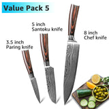 Kitchen Knife 8 inch Chef Knives 7CR17 440C High Carbon Stainless Steel Damascus Drawing Gyuto Cleaver Set Slicer Santoku Knife