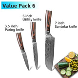 Kitchen Knife 8 inch Chef Knives 7CR17 440C High Carbon Stainless Steel Damascus Drawing Gyuto Cleaver Set Slicer Santoku Knife