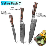 Kitchen Knife 8 inch Chef Knives 7CR17 440C High Carbon Stainless Steel Damascus Drawing Gyuto Cleaver Set Slicer Santoku Knife