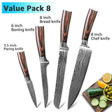 Kitchen Knife 8 inch Chef Knives 7CR17 440C High Carbon Stainless Steel Damascus Drawing Gyuto Cleaver Set Slicer Santoku Knife