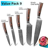 Kitchen Knife 8 inch Chef Knives 7CR17 440C High Carbon Stainless Steel Damascus Drawing Gyuto Cleaver Set Slicer Santoku Knife