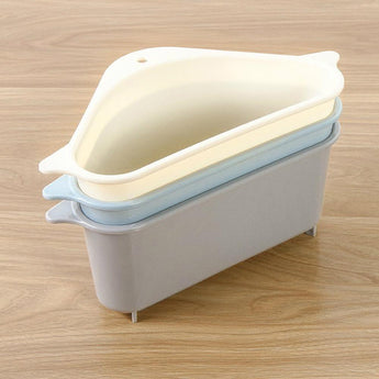 Sink Drain Rack Household Kitchen Vegetable Rack Triangle Hangable Storage Box Convenient Punch-Free Tray Storage Basket