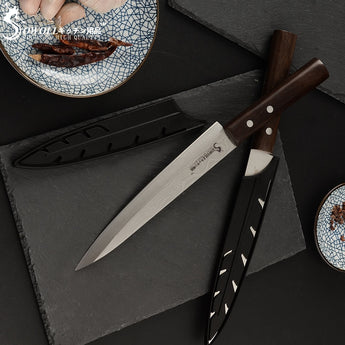 SOWOLL Kitchen Stainless Steel Knife High Carbon Sharp Blade Color Wood Handle Sashimi Knife Meat Sushi Salmon Cooking Tools