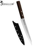 SOWOLL Kitchen Stainless Steel Knife High Carbon Sharp Blade Color Wood Handle Sashimi Knife Meat Sushi Salmon Cooking Tools